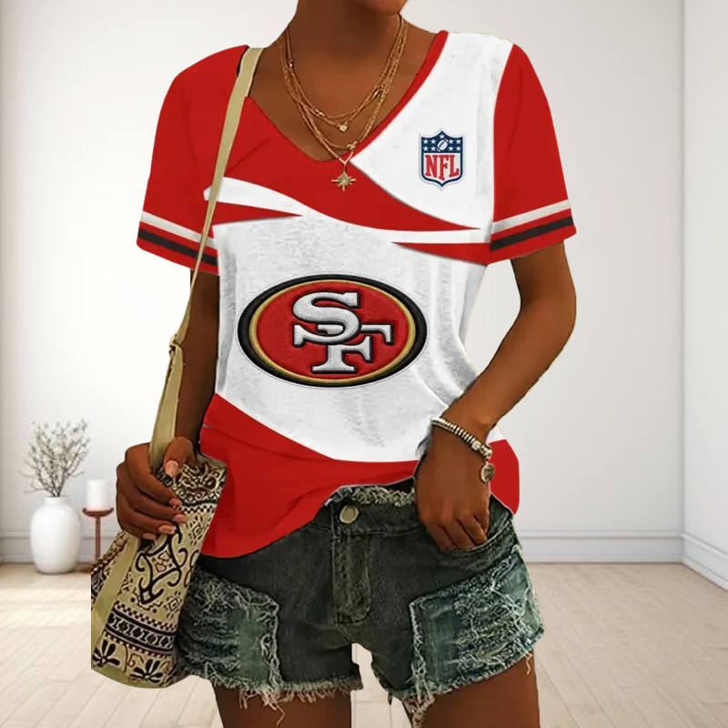 LIMITED EDITION - NEW CUSTOMIZED NFL11 SF49 SAN FRANCISCO 49ERS V-NECK FEMALE SHIRT