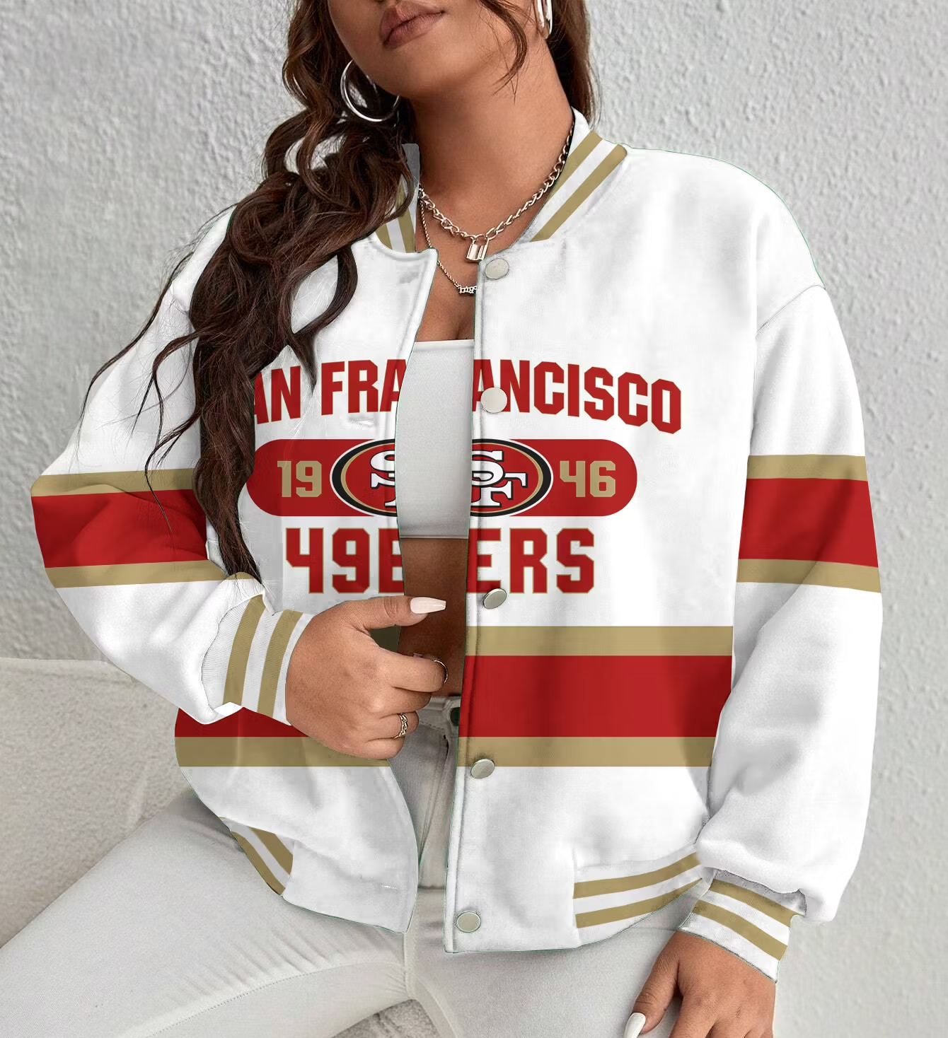 LIMITED EDITION - NEW CUSTOMIZED NFL11 SF49 SAN FRANCISCO 49ERS SATIN VARSITY & BASEBALL JACKET