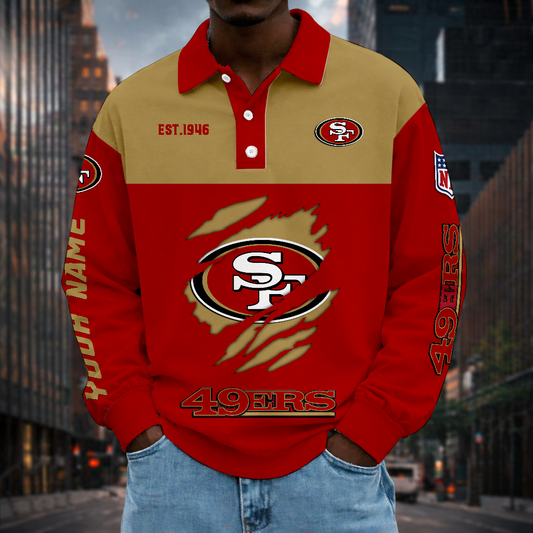 LIMITED EDITION - NEW CUSTOMIZED NFL11 SF49 SAN FRANCISCO 49ERS MEN LONG SLEEVE POLO