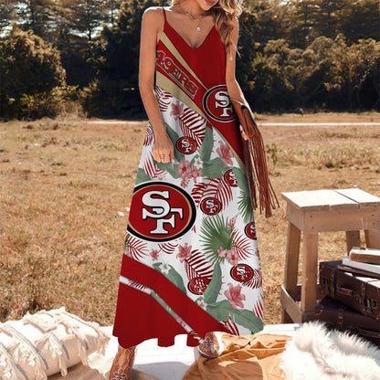 LIMITED RUN - NEW CUSTOMED NFL11 SF49 SF49ERS HAWAIIAN LONG DRESS