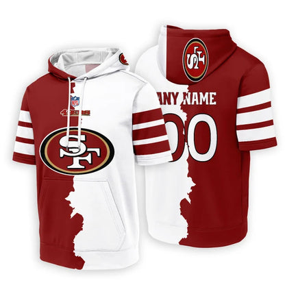 LIMITED EDITION - NEW CUSTOMIZED NFL11 SF49 SAN FRANCISCO 49ERS SHORT SLEEVE HOODIE T-SHIRT