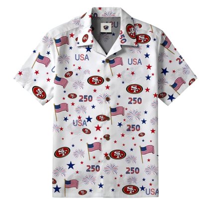 LIMITED EDITION - NEW CUSTOMIZED NFL11 SF49 SAN FRANCISCO 49ERS PATRIOTIC 250 USA HAWAIIAN SHIRT