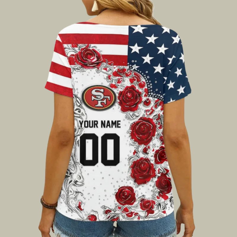 [SPECIAL OFFER] NEW CUSTOMIZED NFL11 SF49 SAN FRANCISCO 49ERS V-NECK FEMALE SHIRT