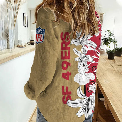 [SPECIAL OFFER] NEW CUSTOMIZED NFL11 SF49 SAN FRANCISCO 49ERS WOMEN CASUAL SHIRT FOR FAN