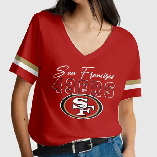 LIMITED EDITION - NEW CUSTOMIZED NFL11 SF49 SAN FRANCISCO 49ERS V-NECK FEMALE SHIRT