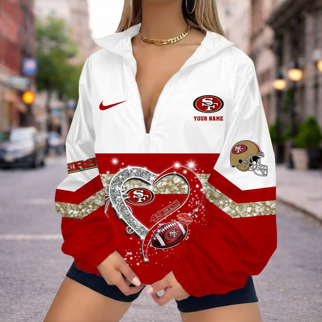 LIMITED EDITION - NEW CUSTOMIZED NFL11 SF49 SAN FRANCISCO 49ERS V-NECK ZIPPER SWEATSHIRT JACKET