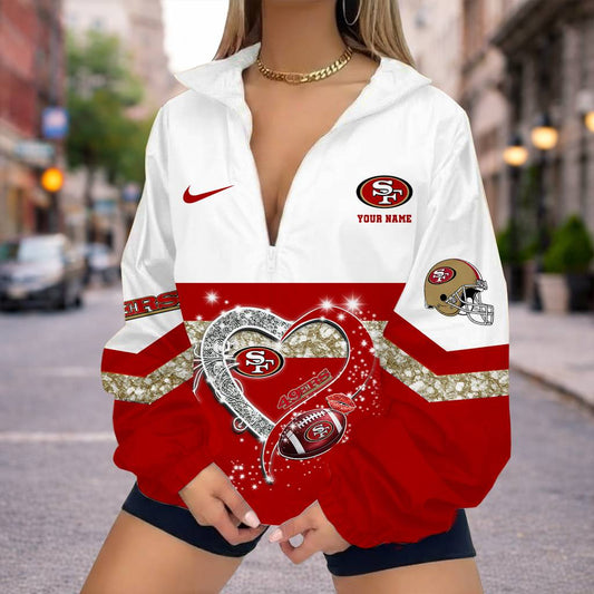 LIMITED EDITION - NEW CUSTOMIZED NFL11 SF49 SAN FRANCISCO 49ERS V-NECK ZIPPER SWEATSHIRT JACKET