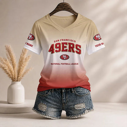 LIMITED EDITION - NEW CUSTOMIZED NFL11 SF49 SF49ERS V-NECK FEMALE SHIRT