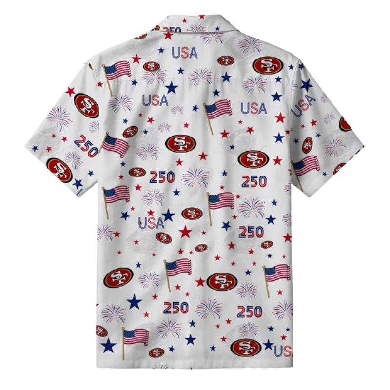 LIMITED EDITION - NEW CUSTOMIZED NFL11 SF49 SAN FRANCISCO 49ERS PATRIOTIC 250 USA HAWAIIAN SHIRT