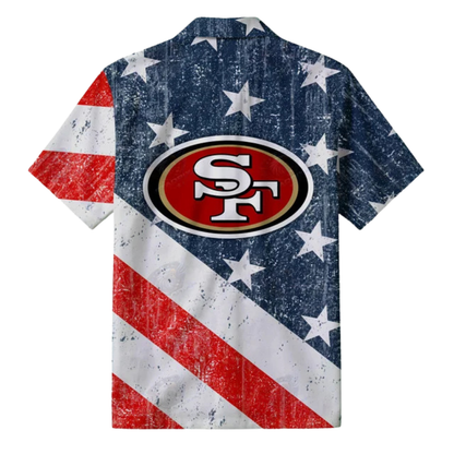 LIMITED EDITION - NEW CUSTOMIZED NFL11 SF49 SAN FRANCISCO 49ERS PATRIOTIC 250 USA HAWAIIAN SHIRT