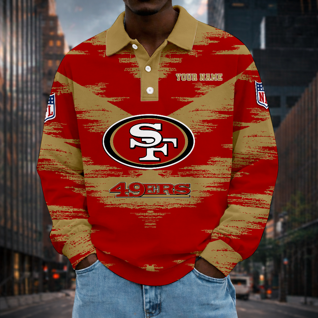 LIMITED EDITION - NEW CUSTOMIZED NFL11 SF49 SAN FRANCISCO 49ERS MEN LONG SLEEVE POLO