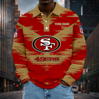 LIMITED EDITION - NEW CUSTOMIZED NFL11 SF49 SAN FRANCISCO 49ERS MEN LONG SLEEVE POLO