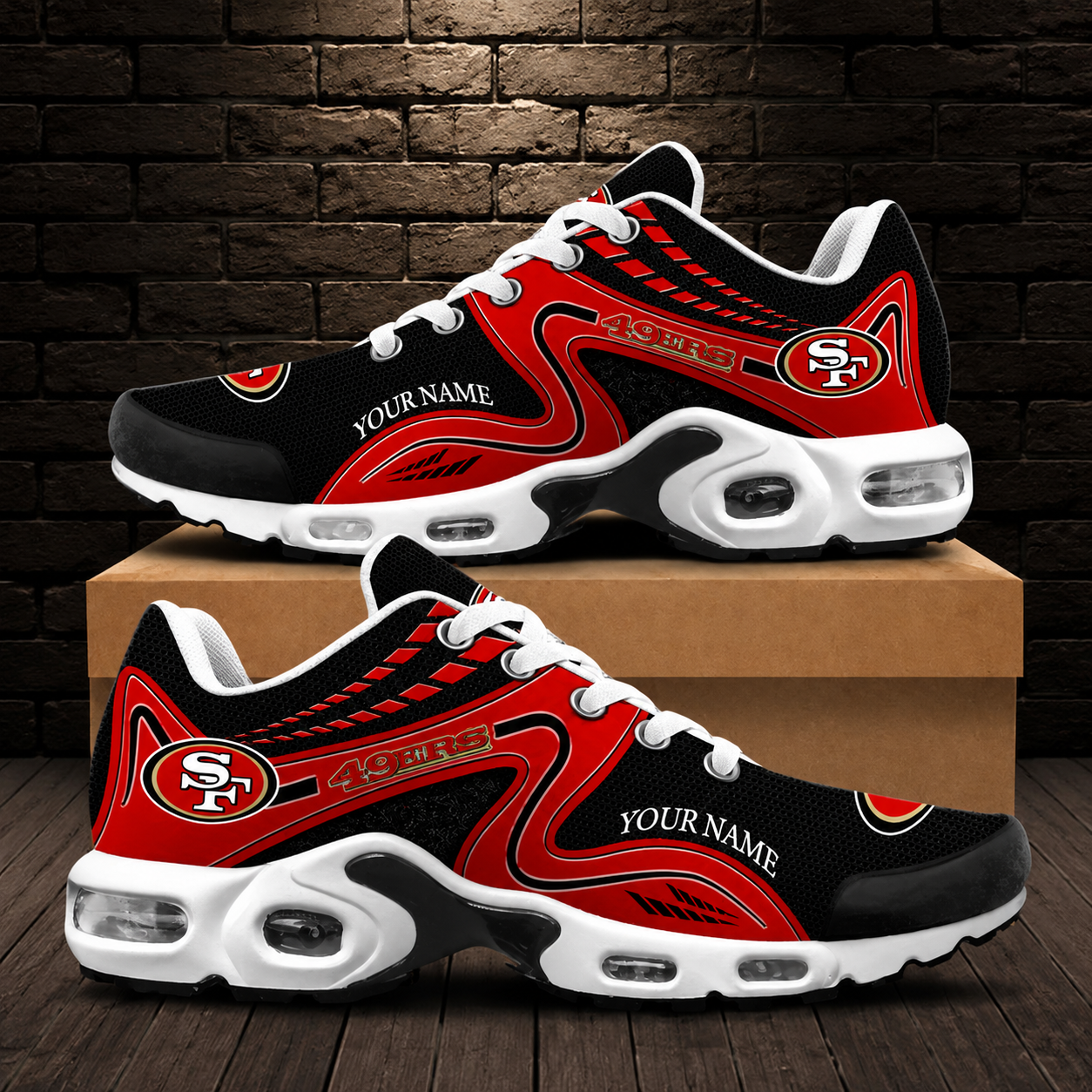 LIMITED EDITION - NEW CUSTOMIZED NFL11 SF49 SAN FRANCISCO 49ERS AIR MAX PLUS SNEAKERS