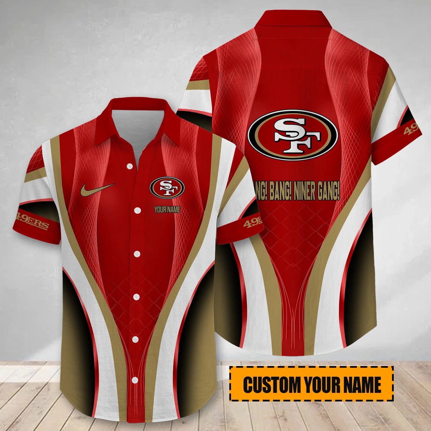 LIMITED EDITION - NEW CUSTOMIZED NFL11 SF49 SAN FRANCISCO 49ERS SHORT SLEEVE BUTTON-UP SHIRT