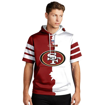 LIMITED EDITION - NEW CUSTOMIZED NFL11 SF49 SAN FRANCISCO 49ERS SHORT SLEEVE HOODIE T-SHIRT