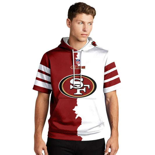 LIMITED EDITION - NEW CUSTOMIZED NFL11 SF49 SAN FRANCISCO 49ERS SHORT SLEEVE HOODIE T-SHIRT