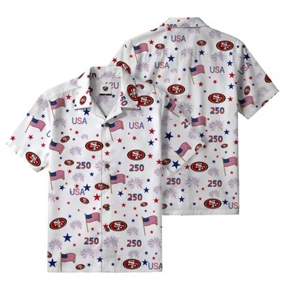 LIMITED EDITION - NEW CUSTOMIZED NFL11 SF49 SAN FRANCISCO 49ERS PATRIOTIC 250 USA HAWAIIAN SHIRT