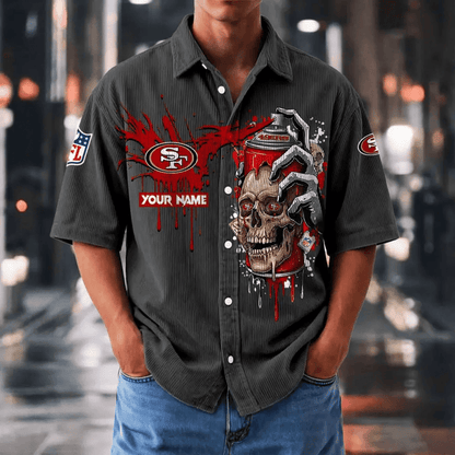 [SPECIAL OFFER] NEW CUSTOMIZED NFL11 SF49 SAN FRANCISCO 49ERS SEERSUCKER BUTTON SHIRT