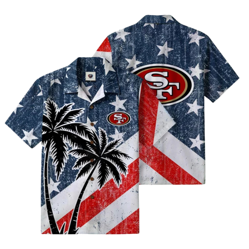 LIMITED EDITION - NEW CUSTOMIZED NFL11 SF49 SAN FRANCISCO 49ERS PATRIOTIC 250 USA HAWAIIAN SHIRT