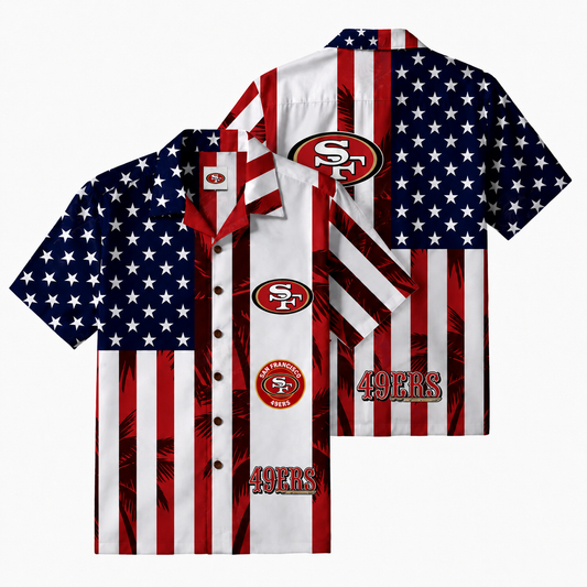 LIMITED EDITION - NEW CUSTOMIZED NFL11 SF49 SAN FRANCISCO 49ERS PATRIOTIC 250 USA HAWAIIAN SHIRT