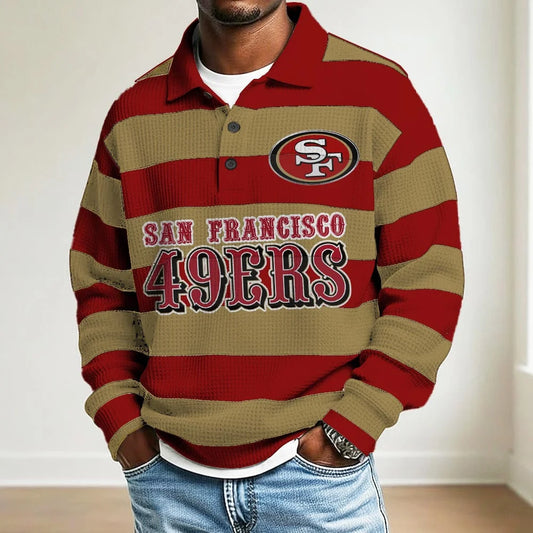 LIMITED EDITION - NEW CUSTOMIZED NFL11 SF49ERS MEN LONG SLEEVE POLO SHIRT