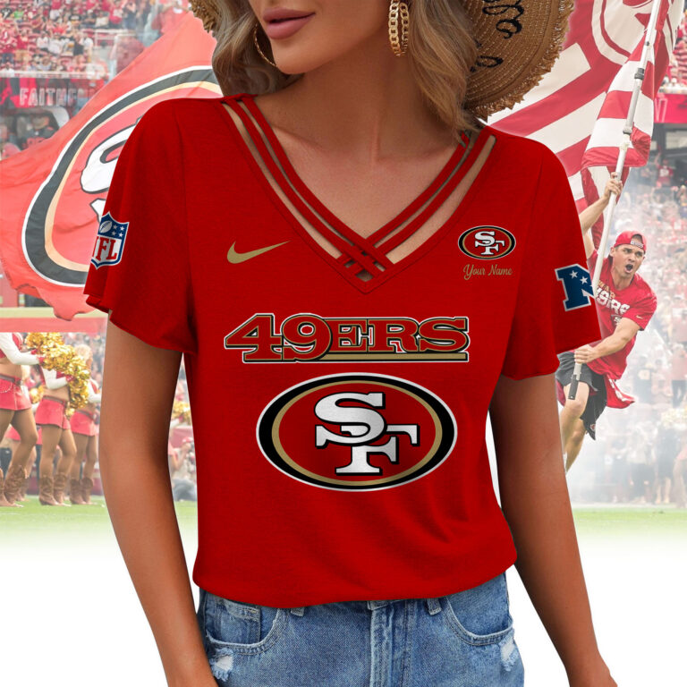 [SPECIAL OFFER] NEW CUSTOMIZED NFL11 SF49 SAN FRANCISCO 49ERS V-NECK SHIRT