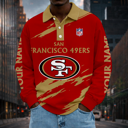 LIMITED EDITION - NEW CUSTOMIZED NFL11 SF49 SAN FRANCISCO 49ERS MEN LONG SLEEVE POLO