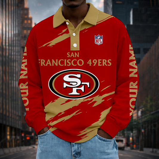 LIMITED EDITION - NEW CUSTOMIZED NFL11 SF49 SAN FRANCISCO 49ERS MEN LONG SLEEVE POLO