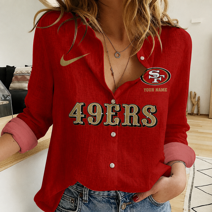 LIMITED EDITION - NEW CUSTOMIZED NFL11 SF49 SAN FRANCISCO 49ERS WOMEN CASUAL SHIRT