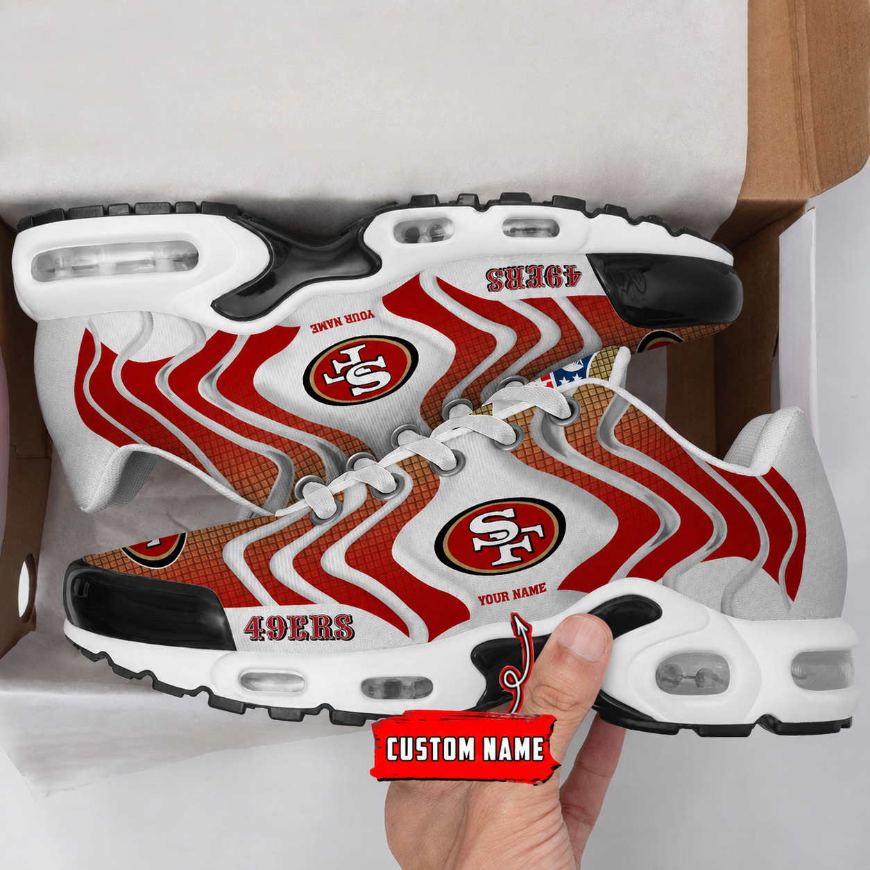 LIMITED EDITION - NEW CUSTOMIZED NFL11 SF49 SAN FRANCISCO 49ERS AIR MAX PLUS SNEAKERS
