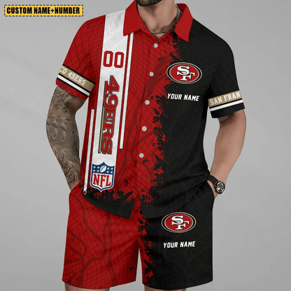 LIMITED RUN - NEW CUSTOMIZED NFL11 SF49 SAN FRANCISCO 49ERS UNISEX HAWAIIAN SHIRT & SHORTS SET