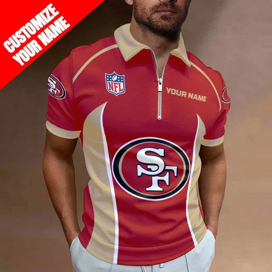 LIMITED EDITION - NEW CUSTOMIZED NFL11 SF49 SAN FRANCISCO 49ERS ZIP POLO SHIRT