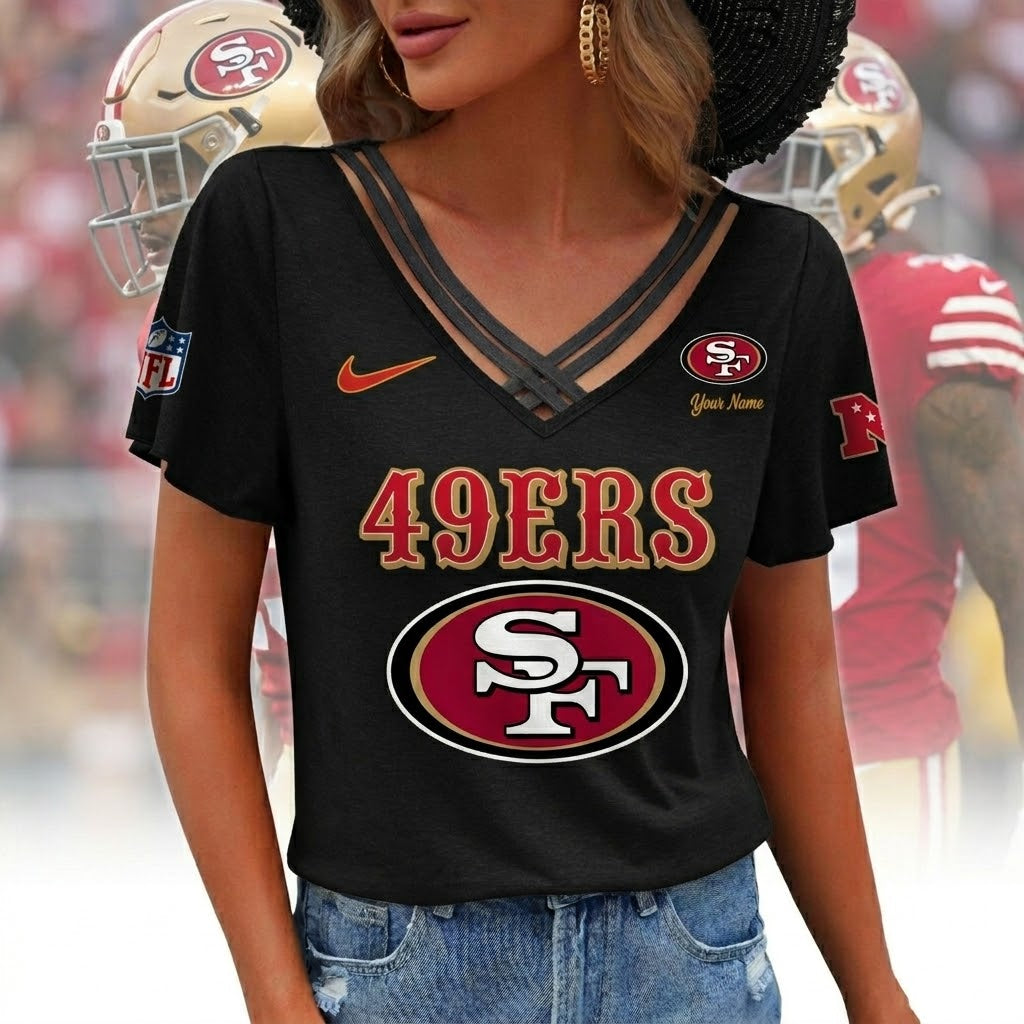 [SPECIAL OFFER] NEW CUSTOMIZED NFL11 SF49 SAN FRANCISCO 49ERS V-NECK SHIRT