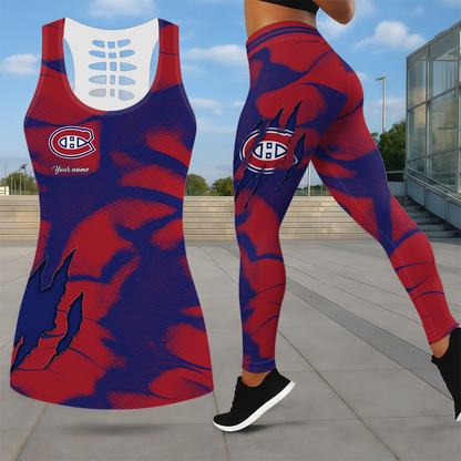 LIMITED EDITION - NEW CUSTOMIZED NHL11 MCD MONTREAL CANADIENS LEGGINGS & HOLLOW TANK TOP SET