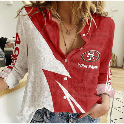 [SPECIAL OFFER] NEW CUSTOMIZED NFL11 SF49 SAN FRANCISCO 49ERS WOMEN CASUAL SHIRT