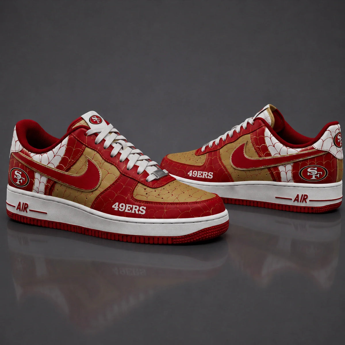 [SPECIAL OFFER] NEW CUSTOMIZED NFL11 SF49 SAN FRANCISCO 49ERS x SPIDER AF1 SHOES