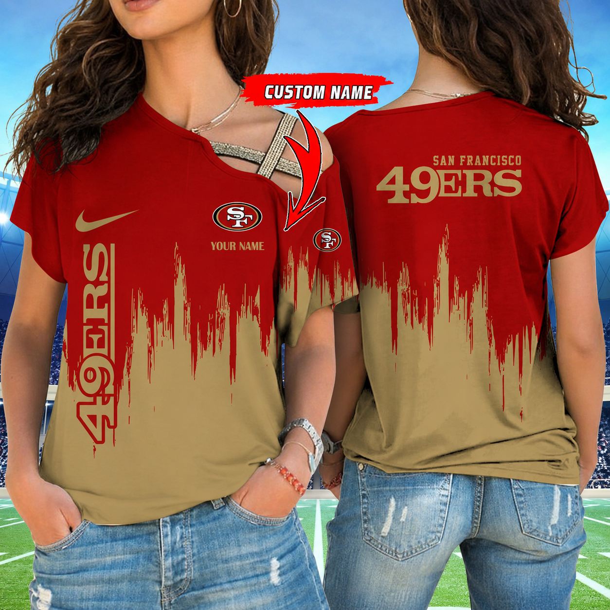 [SPECIAL OFFER] NEW CUSTOMIZED NFL11 SF49 SAN FRANCISCO 49ERS SHOULDER SHIRT