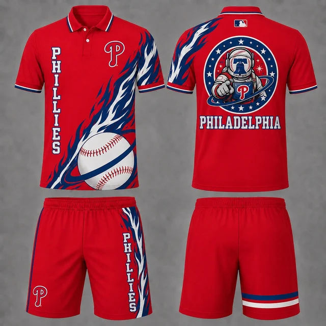 [FLASH SALE] NEW CUSTOMIZED MLB11 PPS PHILADELPHIA PHILLIES POLO SHIRT & SHORT PANTS SET