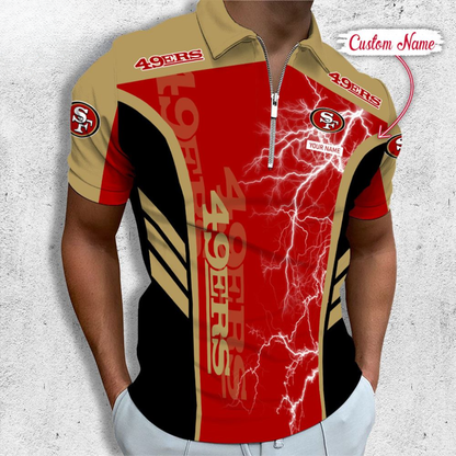 LIMITED EDITION - NEW CUSTOMIZED NFL11 SF49 SAN FRANCISCO 49ERS ZIP POLO SHIRT