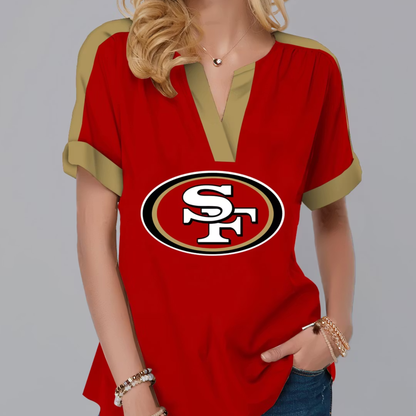 LIMITED EDITION - NEW CUSTOMIZED NFL11 SF49 SAN FRANCISCO 49ERS V-NECK FEMALE SHIRT