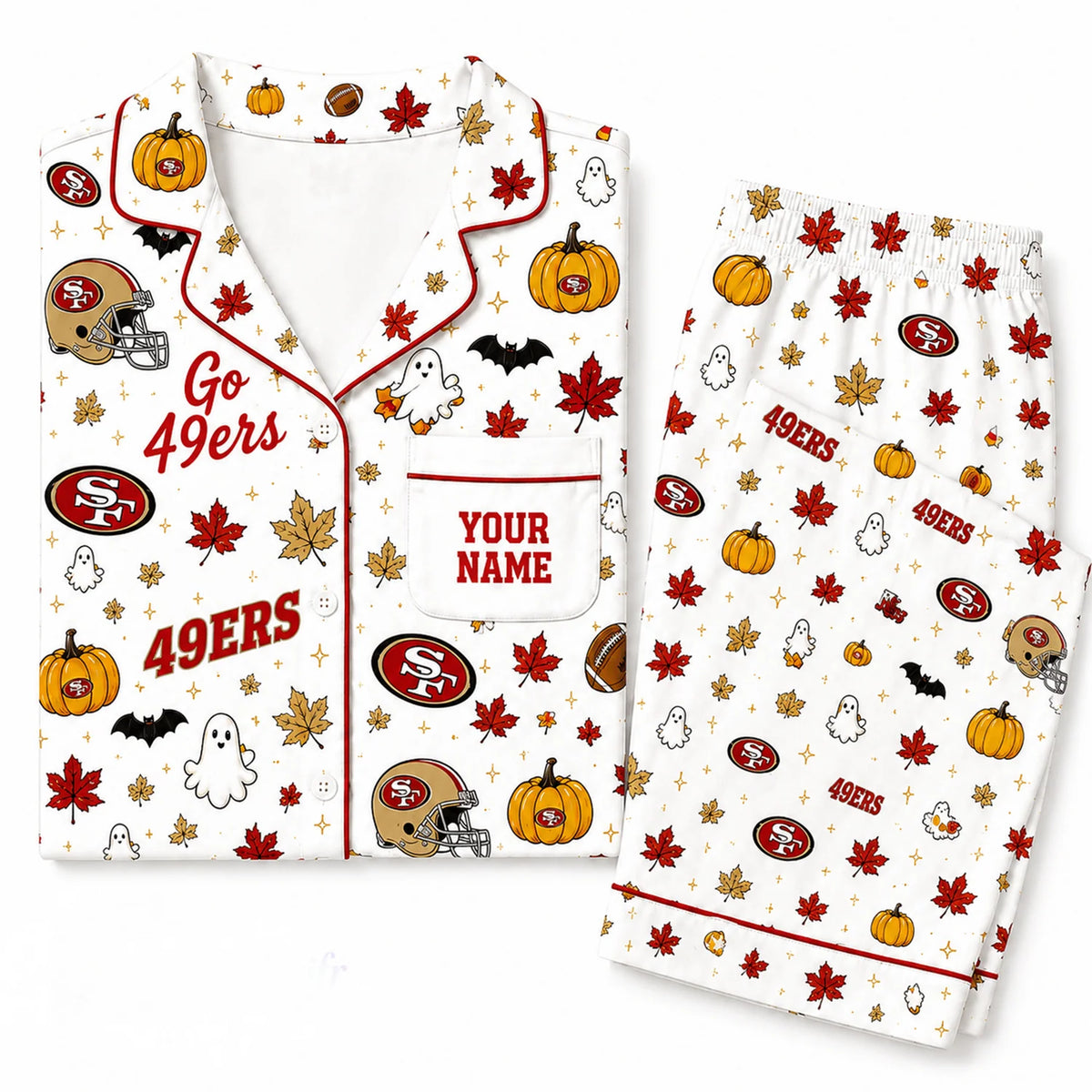 [SPECIAL OFFER] NEW CUSTOMIZED NFL11 SF49 SAN FRANCISCO 49ERS HALLOWEEN LONG PAJAMAS SET