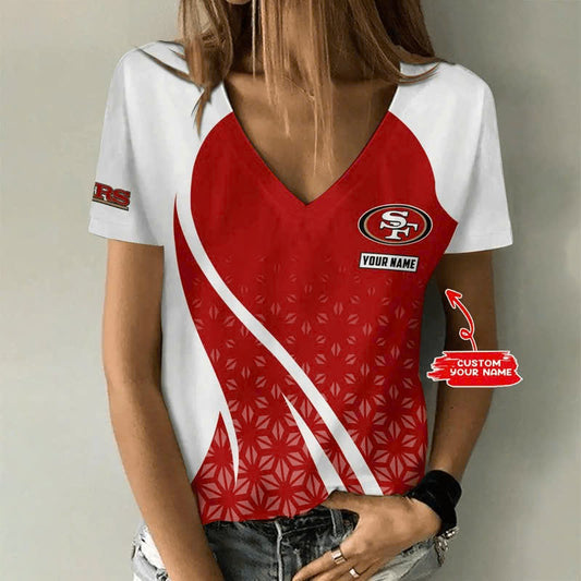 LIMITED EDITION - NEW CUSTOMIZED NFL11 SF49 SAN FRANCISCO 49ERS V-NECK FEMALE SHIRT