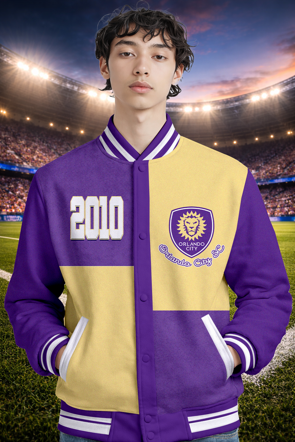 LIMITED EDITION - NEW CUSTOMIZED MLS11 OCS ORLD CITY SC SATIN VARSITY & BASEBALL JACKET