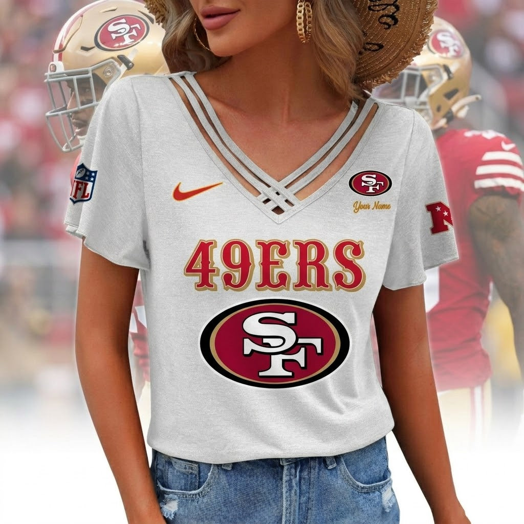 [SPECIAL OFFER] NEW CUSTOMIZED NFL11 SF49 SAN FRANCISCO 49ERS V-NECK SHIRT