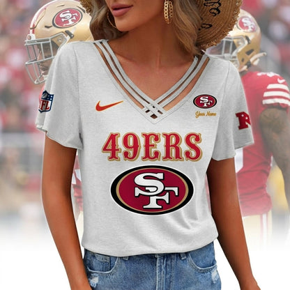 [SPECIAL OFFER] NEW CUSTOMIZED NFL11 SF49 SAN FRANCISCO 49ERS V-NECK SHIRT