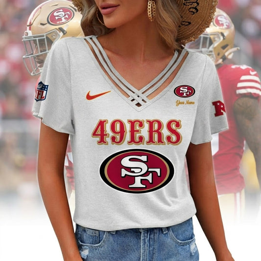 [SPECIAL OFFER] NEW CUSTOMIZED NFL11 SF49 SAN FRANCISCO 49ERS V-NECK SHIRT