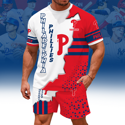 LIMITED EDITION - NEW CUSTOMIZED MLB11 PPS PHILADELPHIA PHILLIES UNISEX T-SHIRT & SHORTS SET