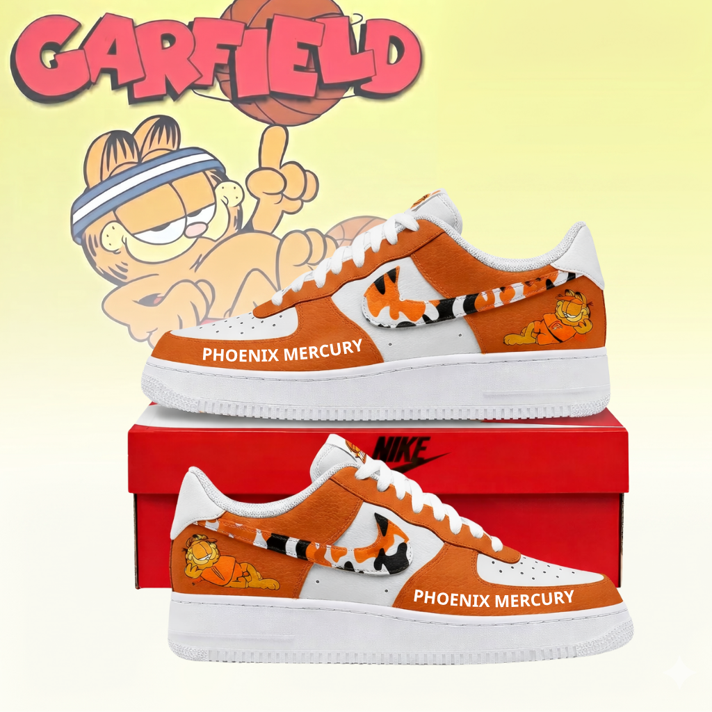 POPULAR NOW - NEW CUSTOMIZED WNBA11 PNM PHOENIX MERCURY x GARFIELD AF1 SNEAKERS