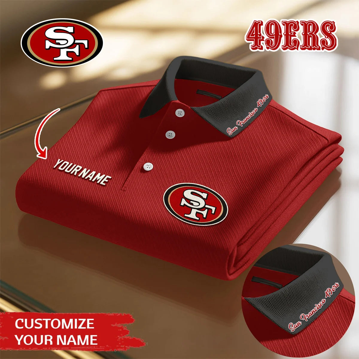 LIMITED EDITION - NEW CUSTOMIZED NFL11 SF49 SAN FRANCISCO 49ERS POLO SHIRT