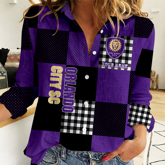 LIMITED EDITION - NEW CUSTOMIZED MLS11 OCS ORLD CITY SC WOMEN CASUAL SHIRT